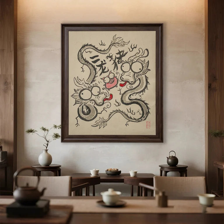 Two Dragons Playing With A Pearl